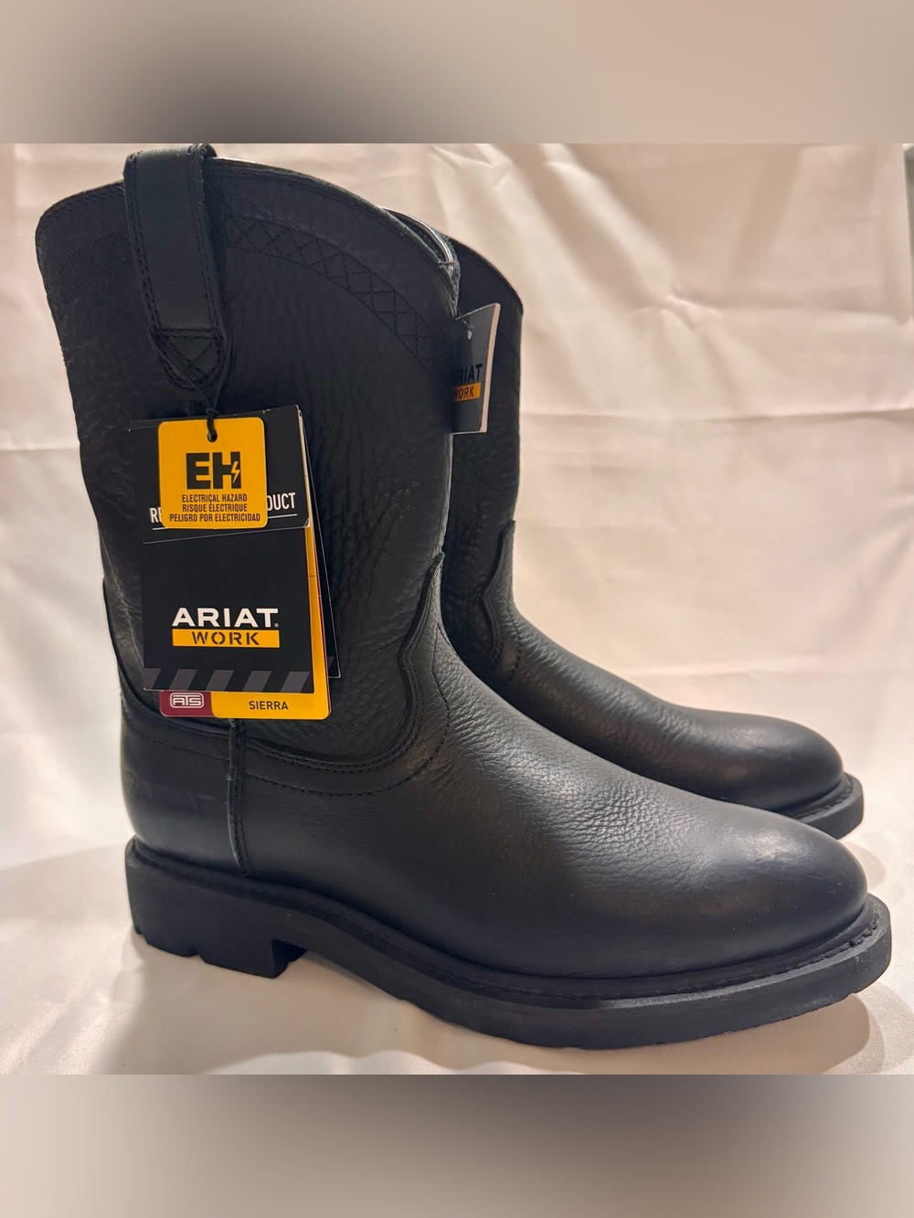 ARIAT SIERRA MEN'S BLACK WORK BOOTS - STEEL TOE Size 9.5US 42.5Euro